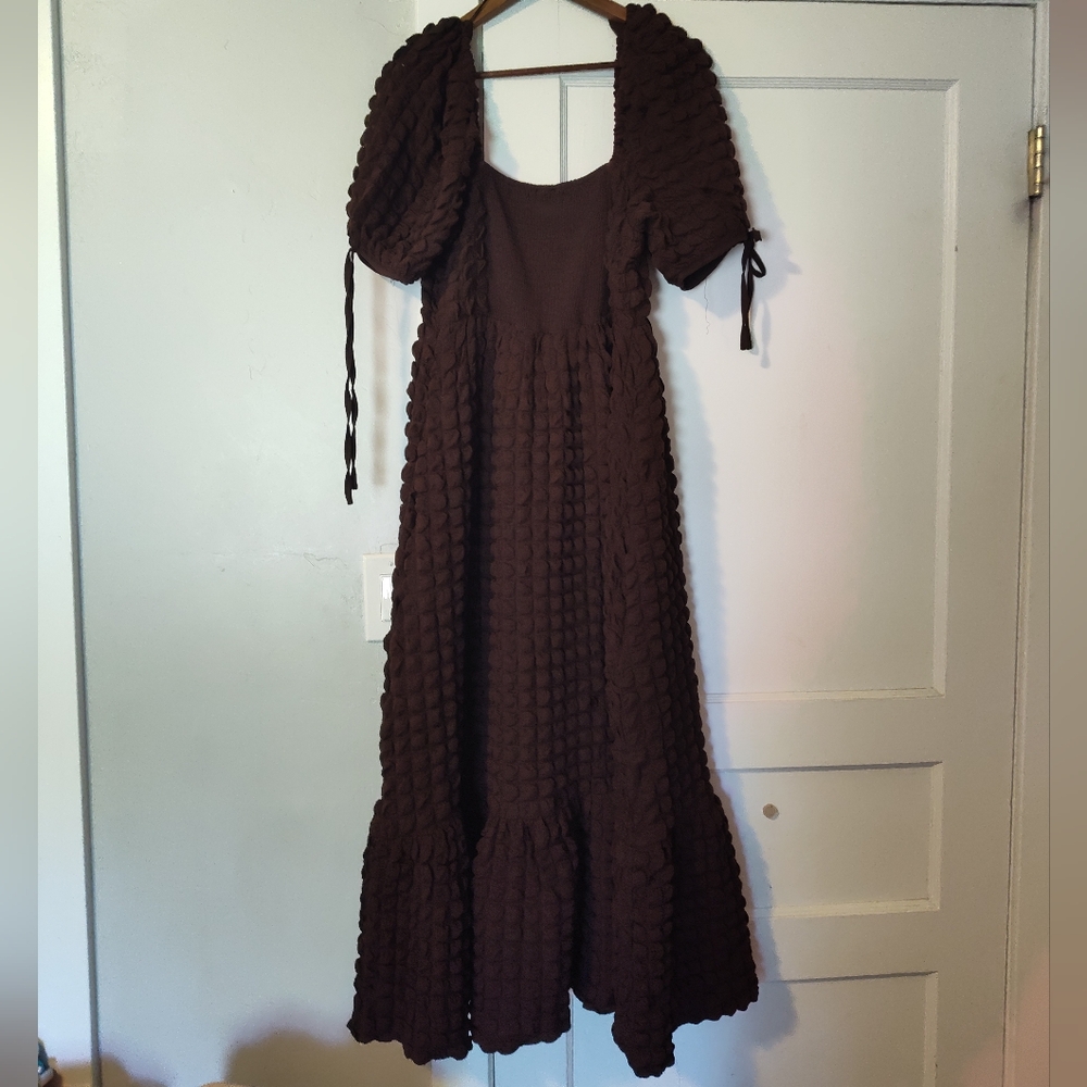 Anthropologie Endless Rose Puff Sleeve Textured Maxi Dress - Picture 15 of 16